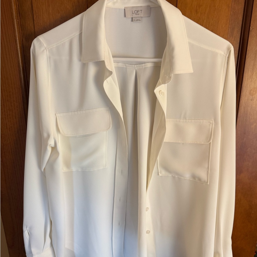 LOFT Women’s Cream Button Down Shirt